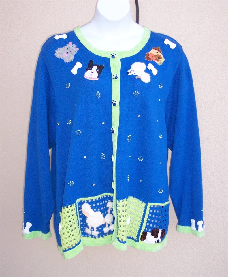 Quacker Factory Dog cardigan sweater plus size 3x Poodle Spaniel Terrier puppy - Image 2 of 4