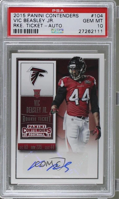 2015 Contenders Ticket Vic Beasley Jr (Team Logo) PSA 10 GEM MT Rookie Auto RC