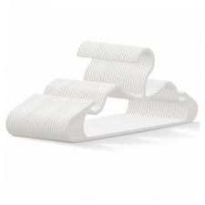 LemonRoad 50 Pack Plastic Hangers 0.2" Space-Saving, Anti-Slip Short Neck
