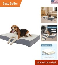 Supportive Memory Foam Dog Bed - Removable Sherpa Cover, Ideal for Aging Pets