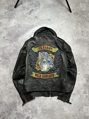 Vintage Ed Hardy by Christian Audigier Leather Jacket Women's