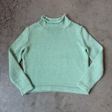 J Crew Oarsman Always Roll Neck Sweater Cotton Knit Fisherman Mint Women s XXS