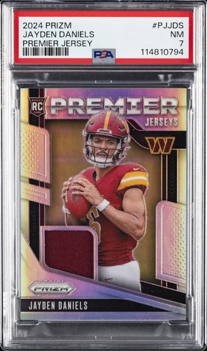 2024 PANINI PRIZM PREMIER JERSEYS #PJJDS JAYDEN DANIELS PSA 7