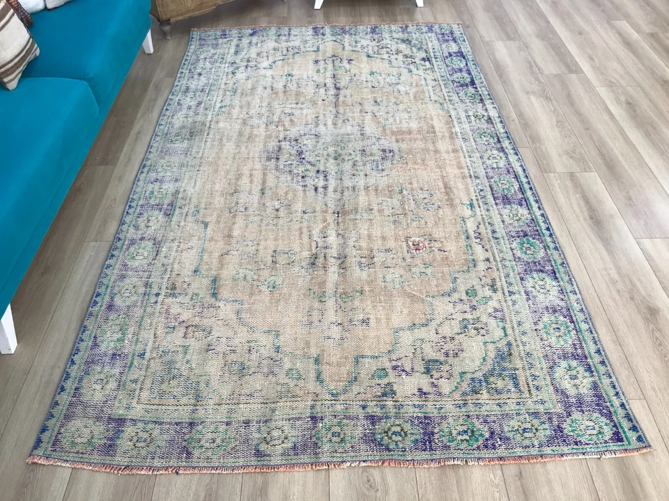 Alfombra bohemia, alfombra turca, alfombra, alfombra vintage, alfombra de área, 5,8 x 9,2 pies Foto 3 de 4