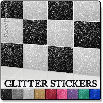 4/" Mosaic Tiles Decal Sticker Vinyl Wall Kitchen Bathroom GLITTER 100mm 10cm