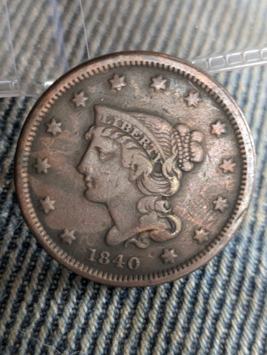 1840 Small Date Braided Hair Large Cent XF Coronet | eBay