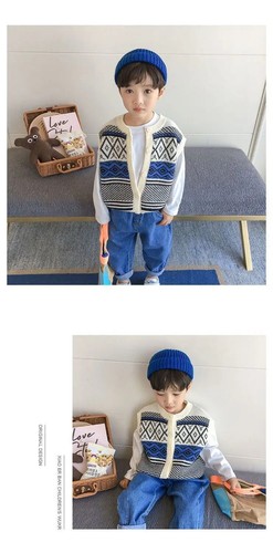 1-10Y Children Single-breasted Vests Sweaters Cotton Vest Sleeveless Kids Boys - Picture 8 of 9