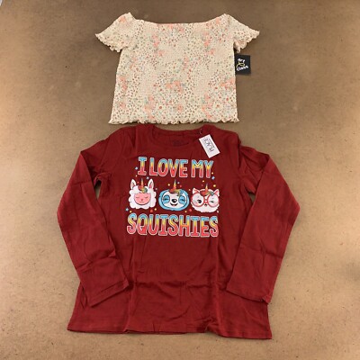 Girls Size 10/12 Art Class Smocked Short Sleeve Place Squishies Long Sleeve Tees