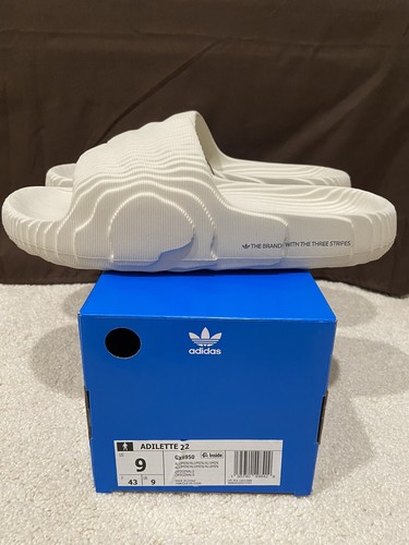 Adidas Adilette 22 Slides Aluminum Grey - Men's 9 Brand New With Box GX6950  | eBay