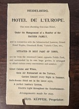Hotel De L'Europe Heidelberg 1903 ad + Houghton Mifflin and Company Travel Books