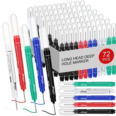72 Pcs Deep Hole Marker Bulk Long Nib Marker Long Head Waterproof Multi-purpo...