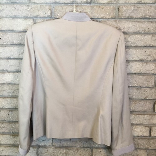PRESTON & YORK JACKET LINED 10 Pockets ZIPPER Long Sleeve TAUPE Silk Tailored - Picture 6 of 12