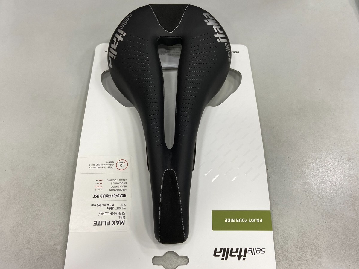 Selle Italia Max Flite Gel Superflow L3 146x290 mm Ti 316 Rail Saddle  (Black)