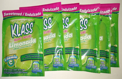 Klass Limonada/Limeade Sweetened Aguas Frescas Drink Mix Lot of 6 Packets