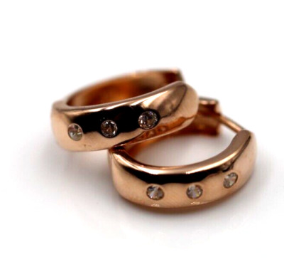 Kaedesigns Genuine 9ct 9K Rose Gold Hoop CZ Huggies Earrings-Free Express Post