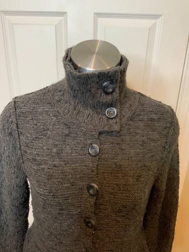 Free People Gray Chunk Knit Wool Peplum Sweater Coat, Size S - Picture 2 of 6