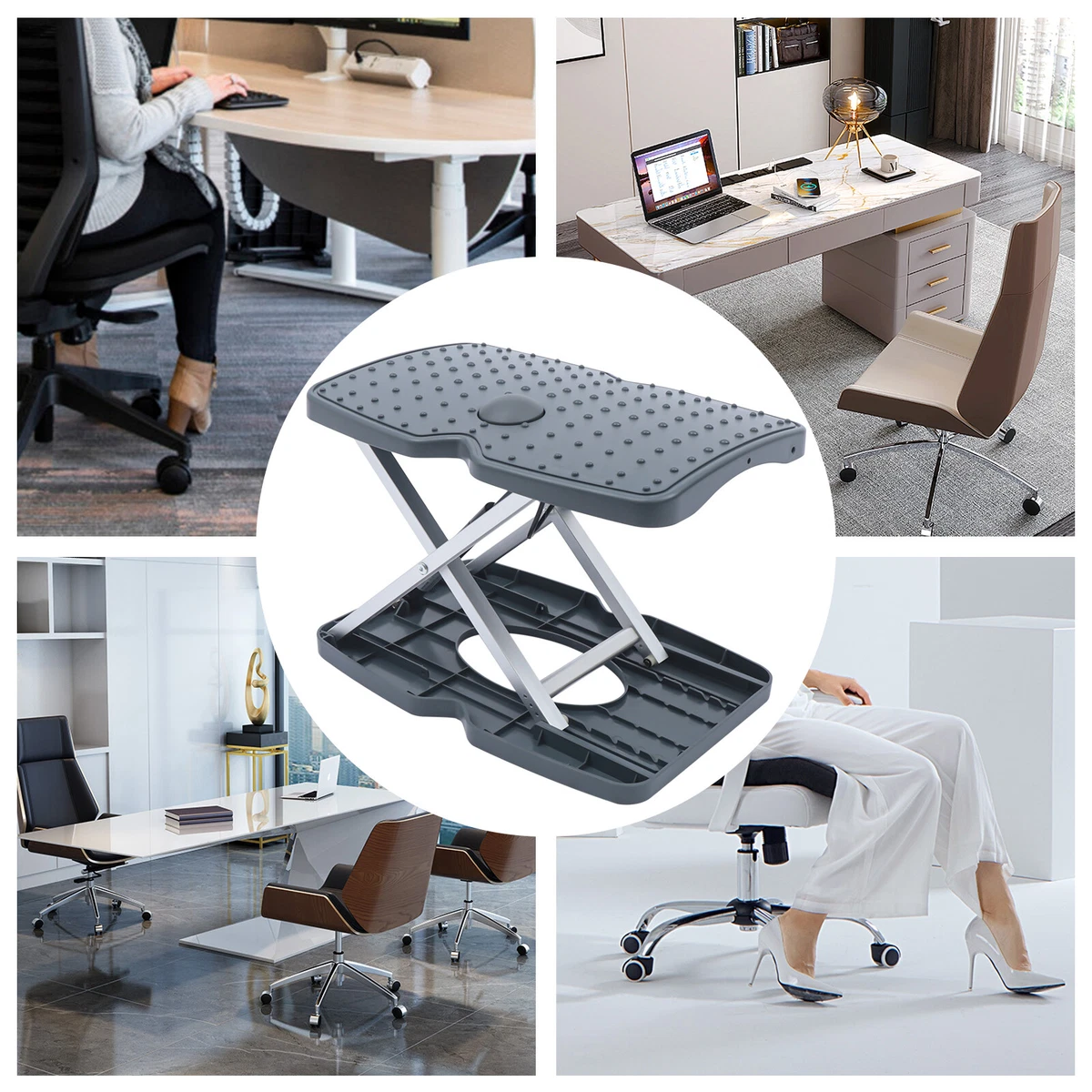 Footrest Foldaway Elevated Foot Stool Under Desk - Adjustable