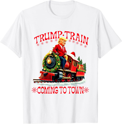 Trump Train Christmas Coming To Town Santa Trump 2024 Xmas Sweatshirt T-shirt