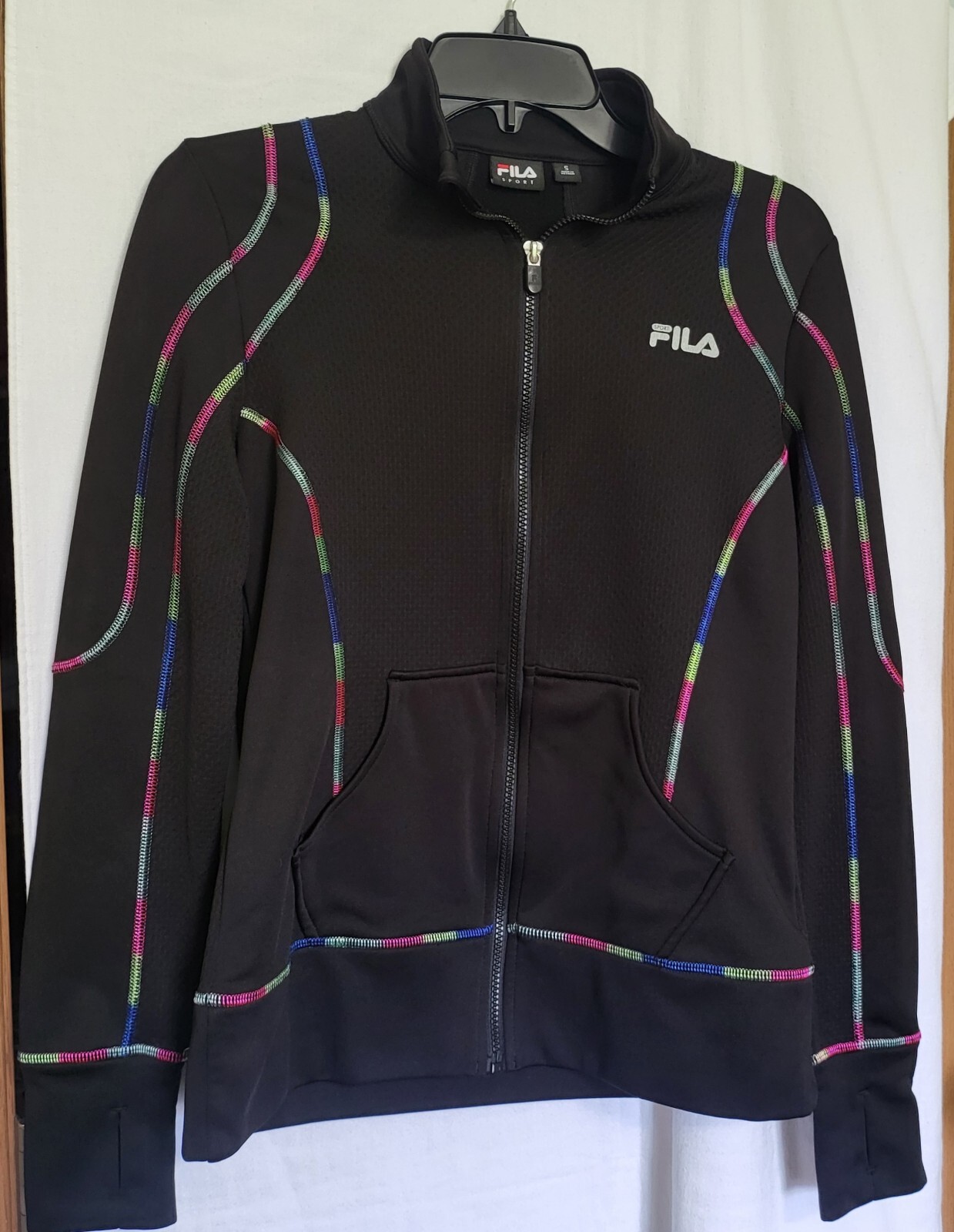 Giacca donna Fila Performance Sport punto multicolore nera pista zip taglia S