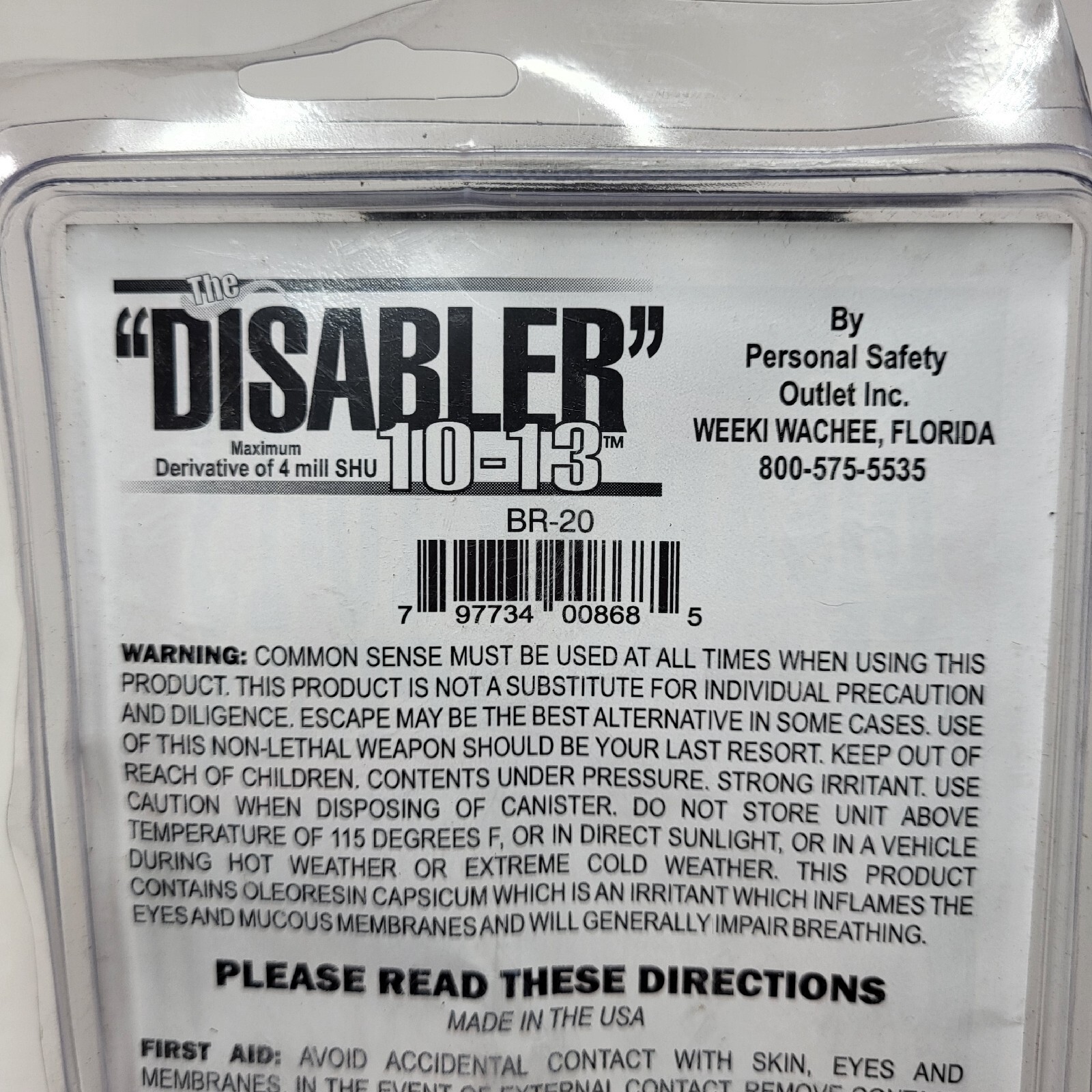 The Disabler 1013 Pepper Spray Law Enforcement Grade With Holster