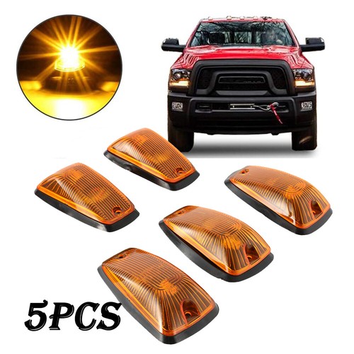 5PCS Amber Cab Roof Marker Lights Top Running for 03-18 Dodge Ram 1500 2500 3500 - Picture 2 of 11