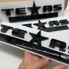 3PCS 3D DOOR TAILGATE TEXAS EDITION EMBLEM FOR SILVERADO TAHOE BADGE BLACK DECAL