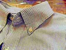 IZOD BLACK  WHITE SHIRT BUTTON DOWN COLLAR, LOGO DRESS/CASUAL SIZE L