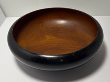 Hand Turned Wood Bowl with Painted Black Exterior 12" Teak 