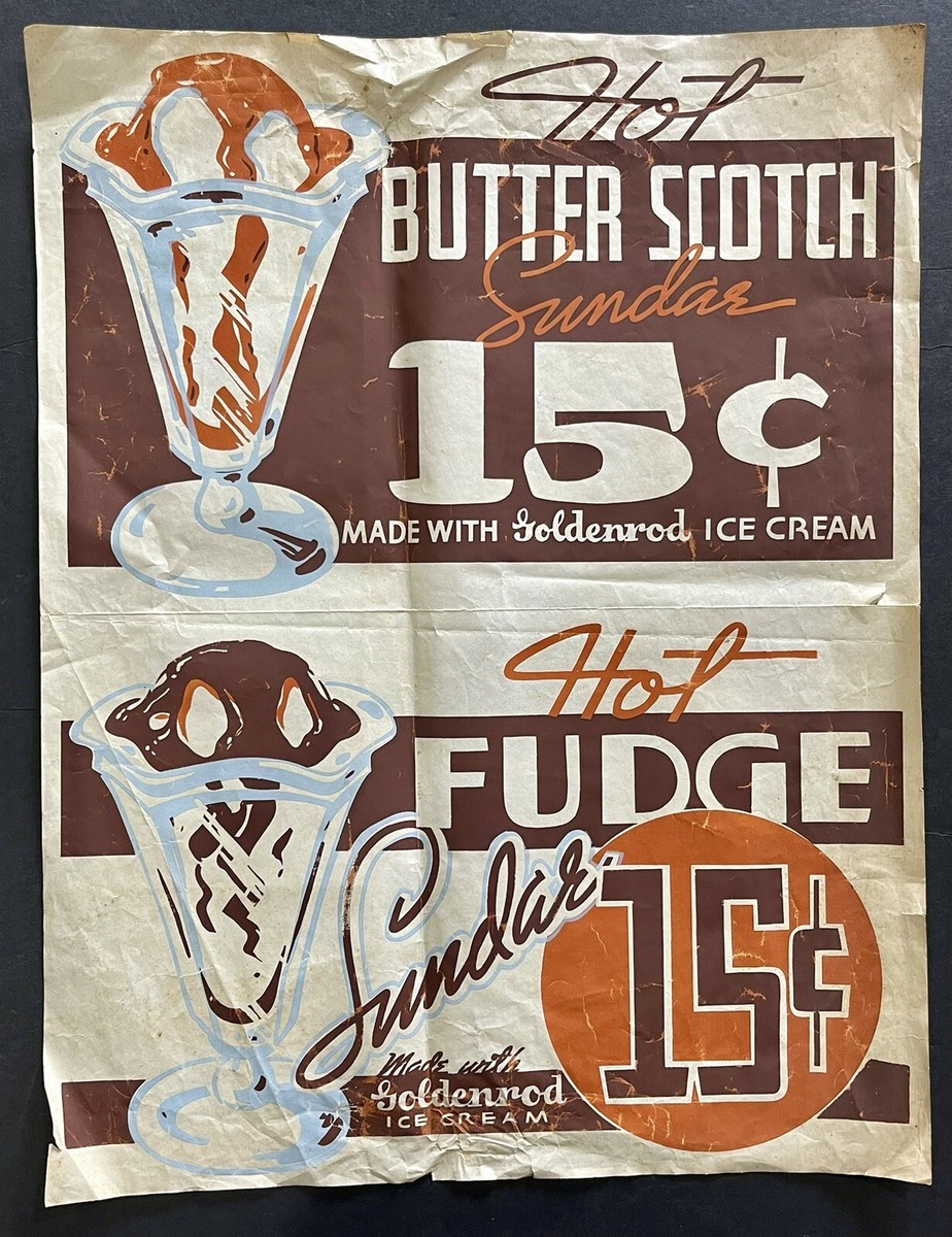 Vintage 1950's Goldenrod Ice Cream Hot Butterscotch / Fudge Sundae