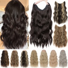 One Piece Natural Clip in Hair Extensions Invisible Wire Hairpiece Nano Ring USA