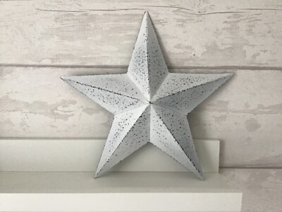 White Wash rustikale Blechdose Metall Scheunenstern 30cm