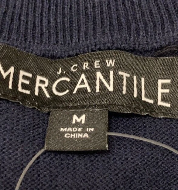 J Crew Sweater Navy Blue Merino Wool Blend Mens Medium Preppy long sleeve Zip - Image 3 of 4