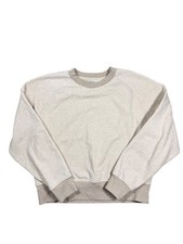Athleta Forever Midweight Fleece Relaxed Crew Sweatshirt Cream Size Medium