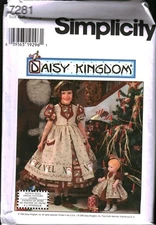 7281 Vintage Simplicity Sewing Pattern Girls Dress + Doll Dress Pinafore UNCUT