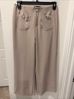 Jules & Leopold Wide Leg Pants in Beige with Patch pockets size medium