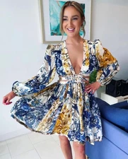 Zimmermann Aliane Cut Out Mini Dress Size 2 AU 12 / US 8 Patchwork Floral