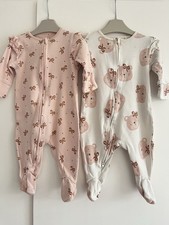 Baby Girls NEXT 0-3 Months Zip Babygrow Sleepsuit Bundle Bears Bows