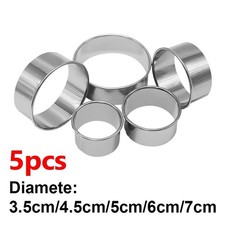 5PCS Stainless Steel Round Biscuit Dumpling Cutter Pastry Baking Mold