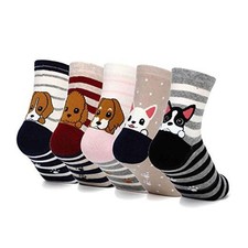 Womens Grils Cute Animal Socks, Dog Cat Socks, Novelty Funny Crew Animal 8