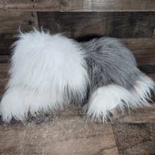 FAO Schwarz Sheepdog Plush Sheep Dog Gray White 24 Inch Long Stuffed Animal Toy