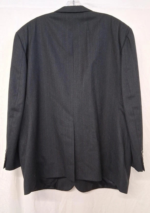 VINTAGE Burberry London Mens 42L Gray Pinstripe 2-Button Suit Blazer Pants 32x32 - Imagem 2 de 4