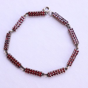 Authentic Vintage Bohemian Garnet Bracelet Silver 900 Gold Plated - NO TARIFF