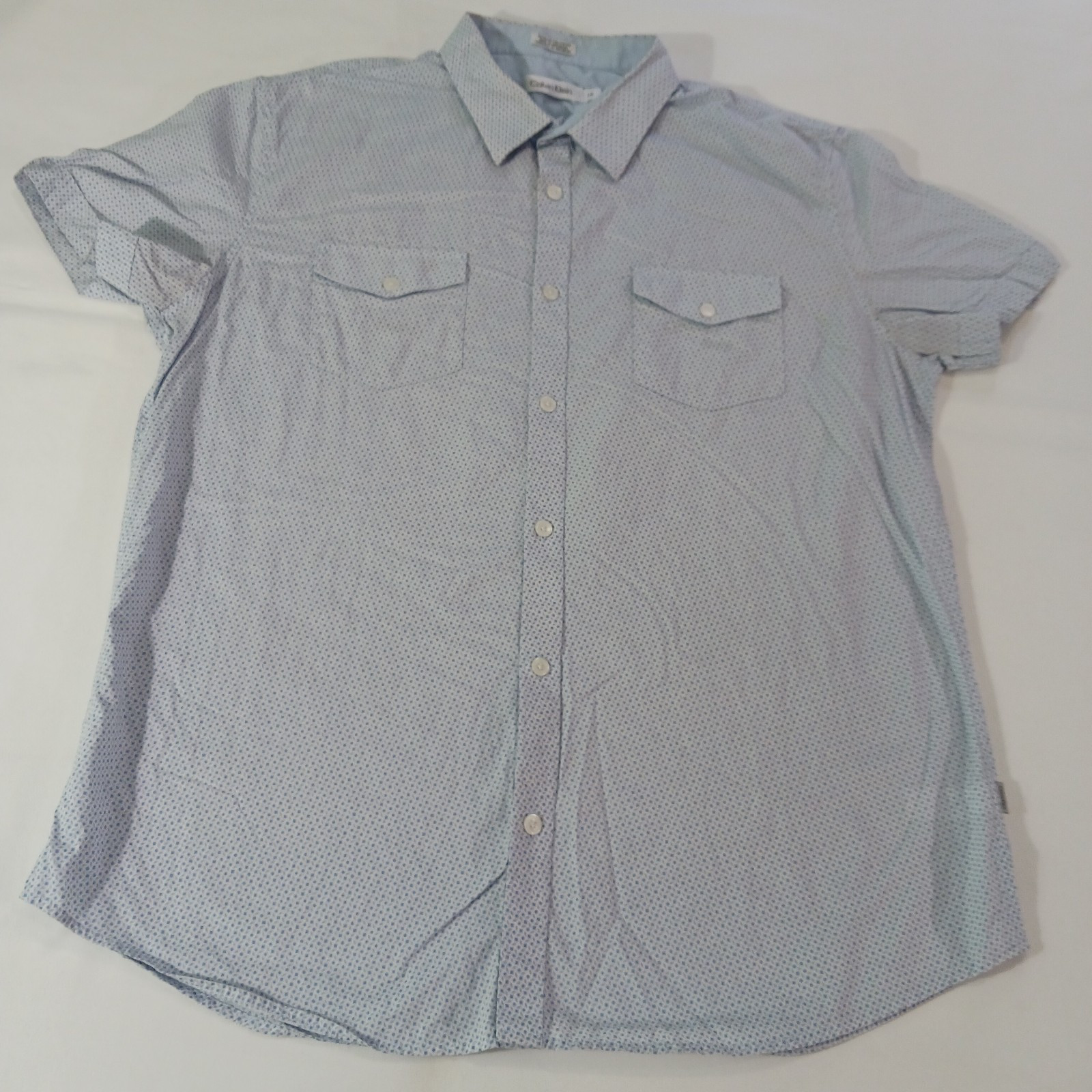 Calvin Klein Youth/Boy's Size L Gray Cotton Button Up Short Sleeve Pocket Shirt