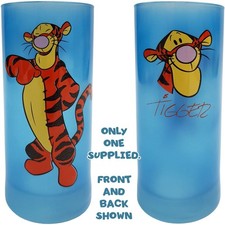 Disney Store Tigger Blue Glass Frosted Drinking Tumbler Winnie The Pooh H14.5cm