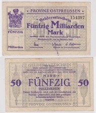 Banknote inflation Königsberg in East Pr. 50 Billion Mark 1923 (102346)