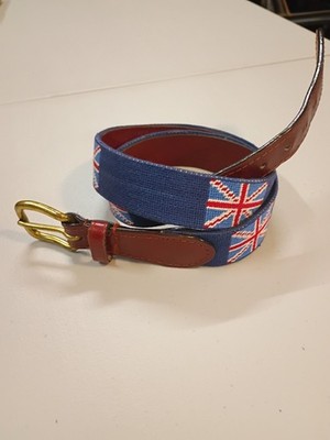 Smathers And Branson Union Jack British Flag Needlepoint Belt Size 34