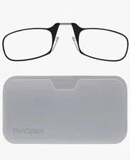 ThinOptics Secure Fit Armless Ultralight Reading Glasses with Metal Finish Pod