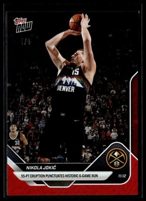 2025-26 Topps Now NBA 51 Nikola Jokic Denver Nuggets 55 Point Game Red 4/5