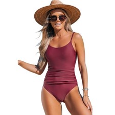 Cupshe Women's Emerge Shirred Back Cutout One Piece Swimsuit Red Size XL