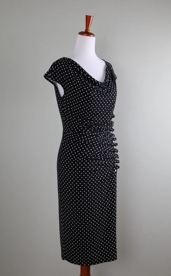 Vestido Midi White House Black Market Novo com etiquetas $140 Shirred Bolinhas Slinky Tamanho 4 - Imagem 3 de 4